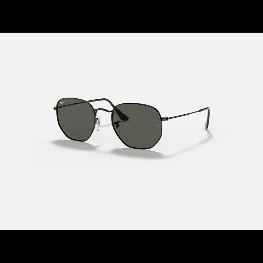Ray Ban Hexagonal POLARIZED Black Sunglasses - larger size